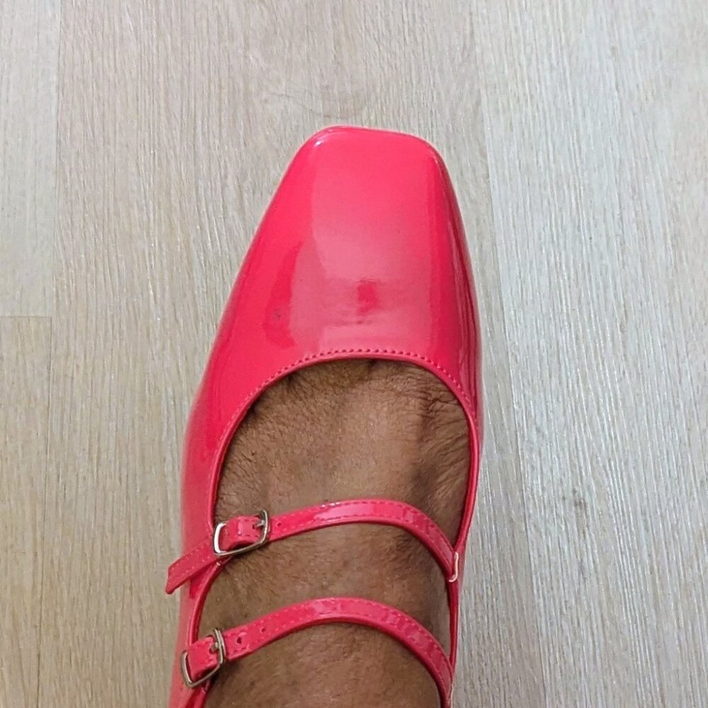 Fuchsia Patent Leather Block Heels - Picture 2 of 3